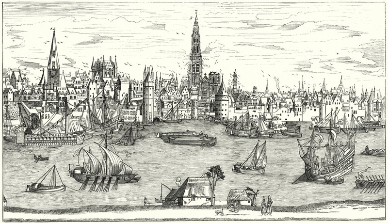 16. yüzyılın başında Anvers Panoraması (gravür) by German School