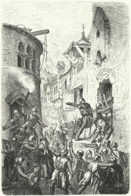Haçlı Seferleri sırasında Yahudilere yapılan zulüm (gravür) by German School