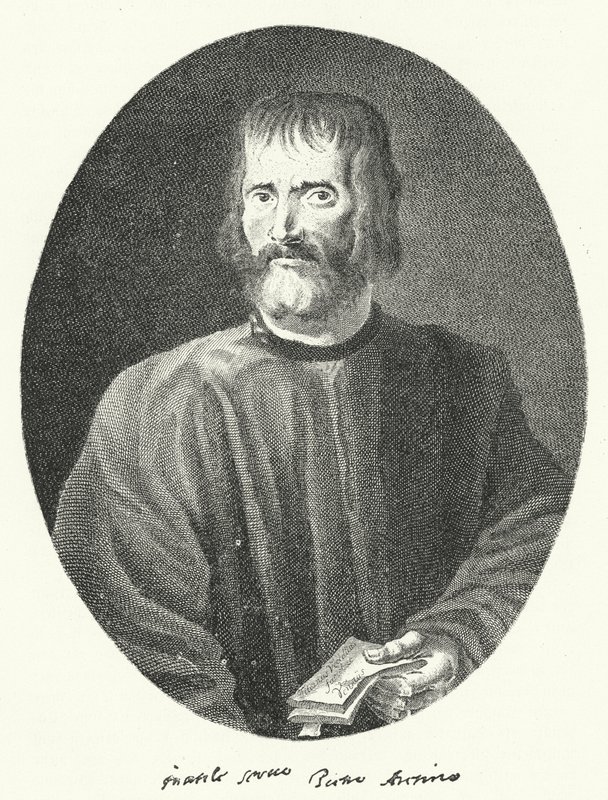 Pietro Aretino, İtalyan şair ve yazar (gravür) by German School