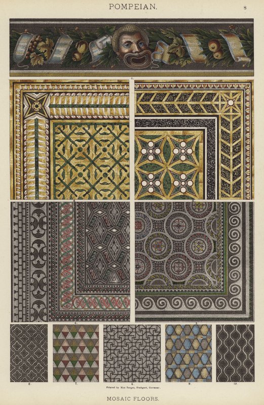 Pompeian, Mozaik Zeminler (renkli taş) by German School