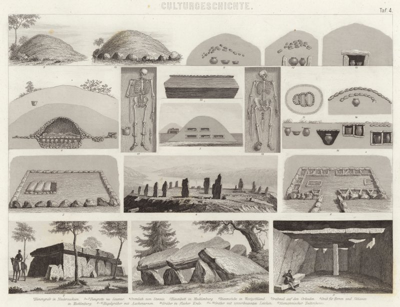 Tarih öncesi mezar odaları. Bilder-Atlas için İllüstrasyon (gravür) by German School
