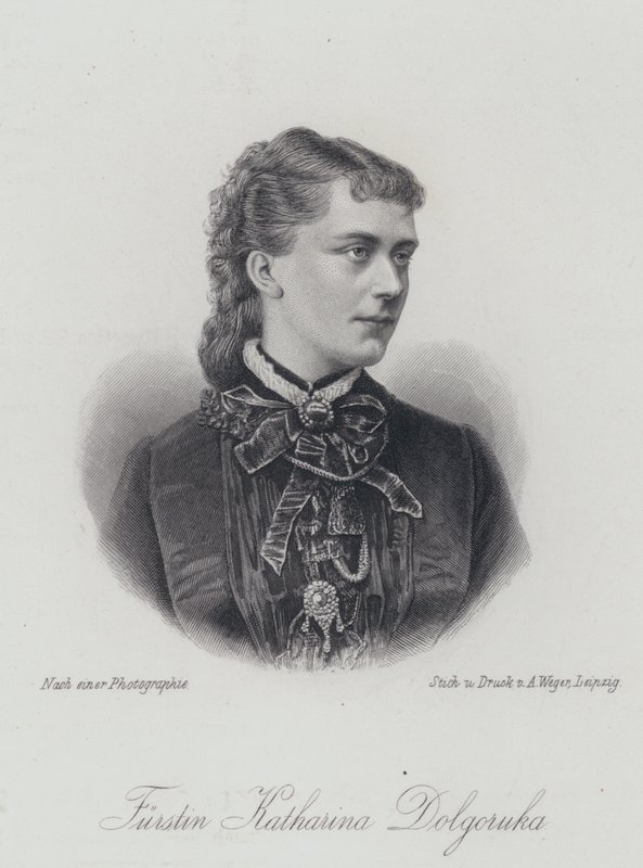 Prenses Catherine Dolgorukova, metresi ve daha sonra Rusya Çarı II. Alexander'ın morganatik karısı (gravür) by German School