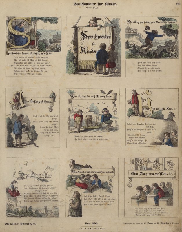 Çocuklar için atasözleri (renkli gravür) by German School