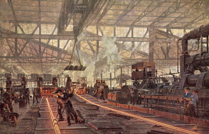 Raylı değirmen, Krupp Steelworks, Essen, Almanya by German School