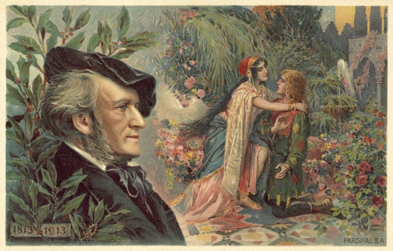 Richard Wagner ve Parsifal operasından bir sahne by German School