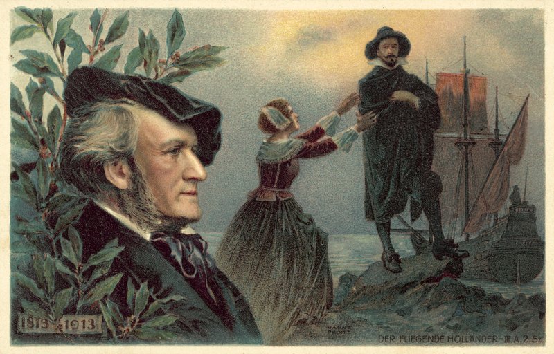 Richard Wagner ve The Flying Dutchman operasından bir sahne by German School