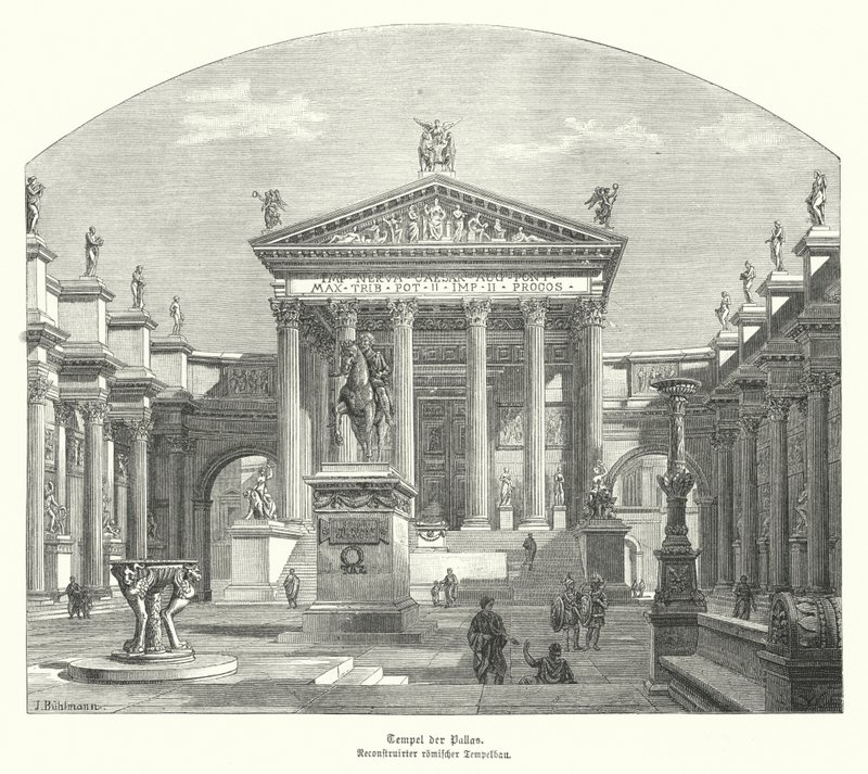 Pallas Roma Tapınağı (gravür) by German School