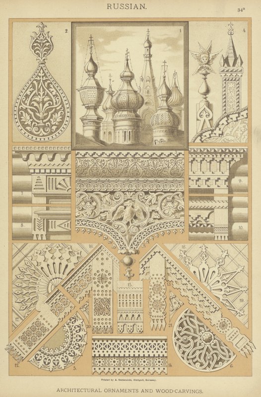 Rus, Mimari Süsler ve Ahşap Oymalar (renkli taş) by German School