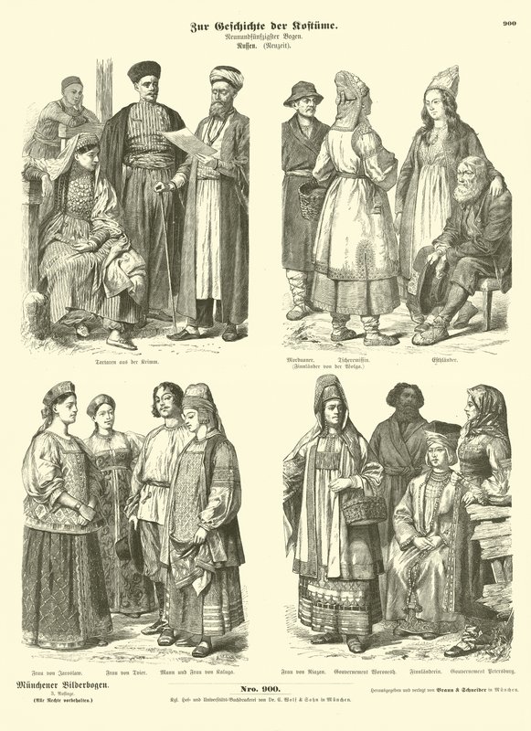 19. yüzyılın sonlarında Rus kostümleri by German School