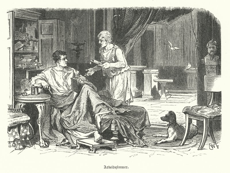 Bir Roma evinde çalışma (gravür) by German School