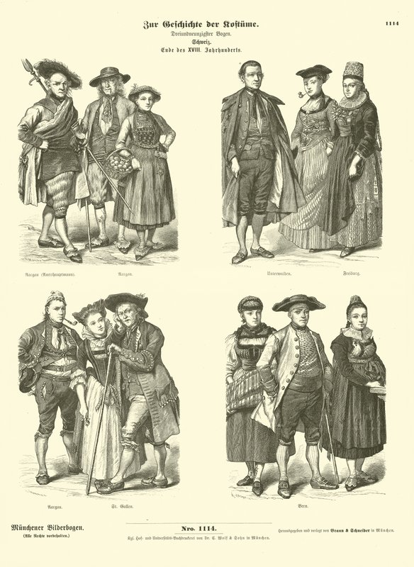 18. yüzyılın sonlarında İsviçre kostümleri by German School
