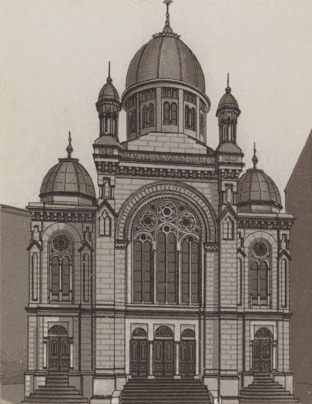 Sinagog (litografi) by German School