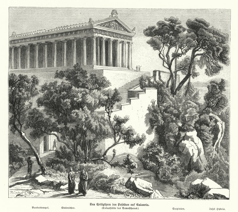 Poseidon Tapınağı, Kalaureia, Yunanistan, Demosthenes