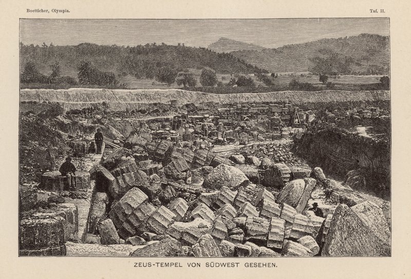 Zeus Tapınağı, Olympia (gravür) by German School
