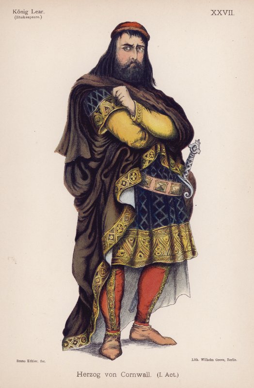 Shakespeare'in Kral Lear'ından Cornwall Dükü (renkli taş) by German School