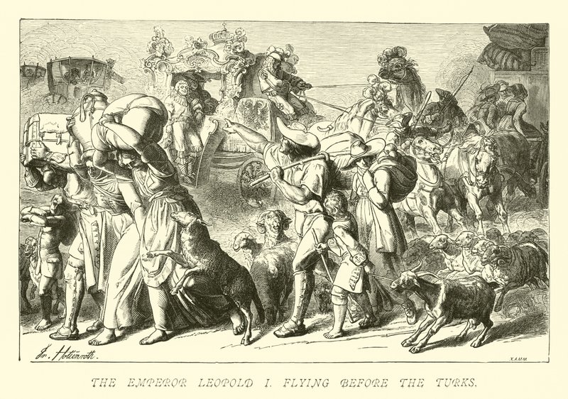 Türklerin önünde uçan İmparator Leopold I by German School