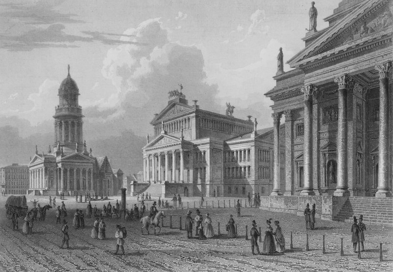 Gendarmenmarkt, Berlin (çelik oyma) by German School