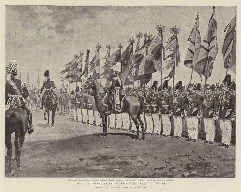 Stettin (litho) yakınlarındaki Alman Ordusu Manevraları by German School