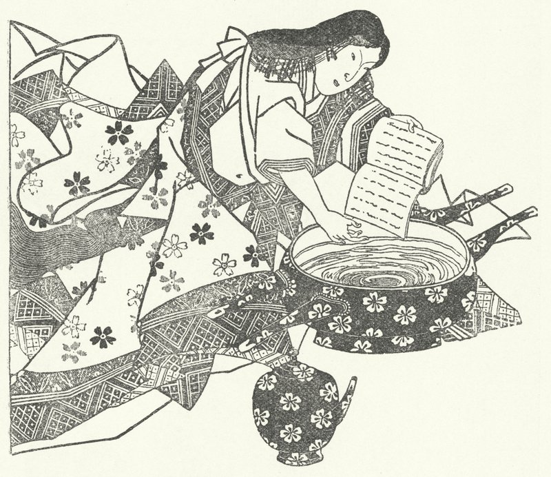 Japon Waka şairi Ono no Komachi (gravür) by German School