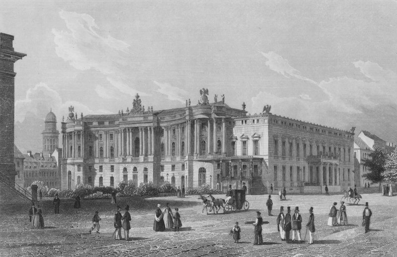 Kütüphane ve Prusya Prensleri Sarayı, Berlin (çelik oyma) by German School