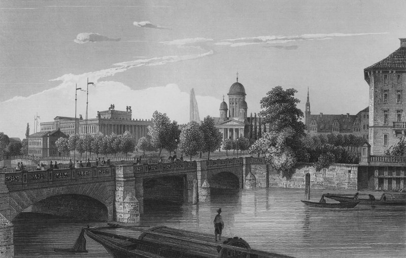 Schlossbruecke, Berlin (çelik oyma) by German School