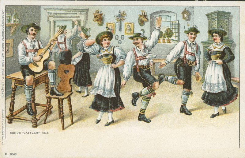 Schuhplattler Dansı (renkli taş) by German School