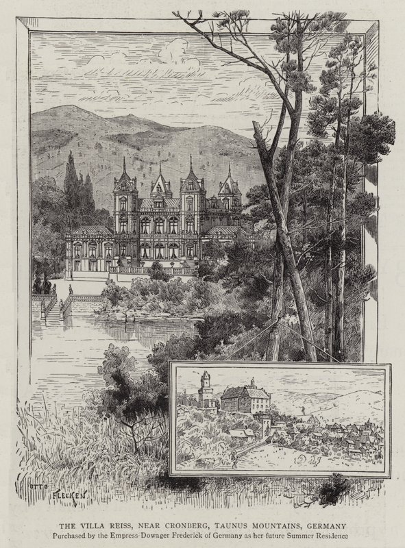 Villa Reiss, yakın Cronberg, Taunus Dağları, Almanya (gravür) by German School