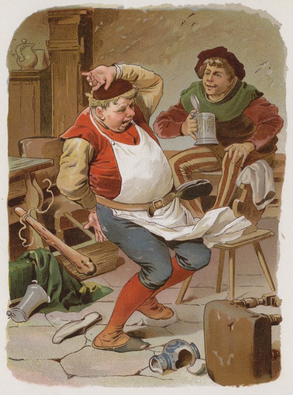 Dilek Masası, Altın Kıç ve Çuvaldaki Sopa (chromolitho) by German School