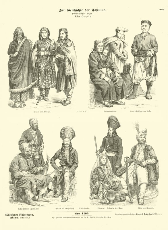 Tibet ve Keşmir kostümleri by German School