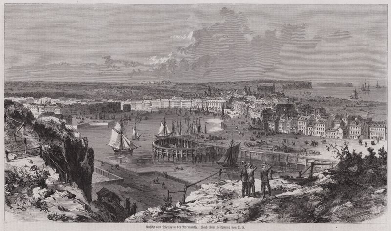 Dieppe limanının görünümü, Normandiya, Fransa (gravür) by German School