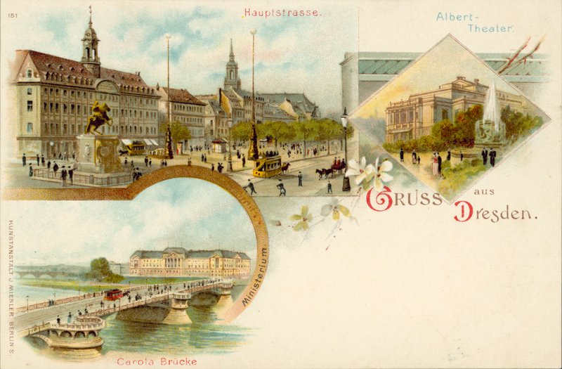 Dresden, Almanya manzarası (chromolitho) by German School