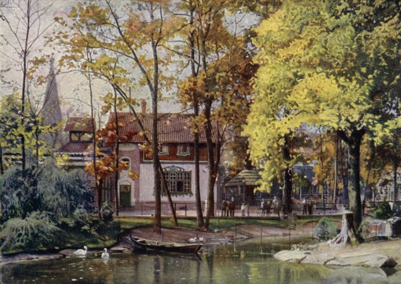 Waldschanke restoranı, Berlin Hayvanat Bahçesi, Almanya (renkli taş) by German School