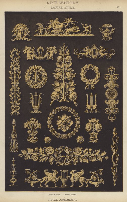 XIX. Yüzyıl, İmparatorluk Tarzı, Metal Süsler (renkli taş) by German School