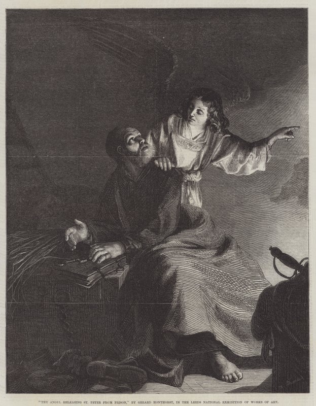 Melek, Aziz Petrus'u Hapishaneden Çıkarıyor by Gerrit van Honthorst