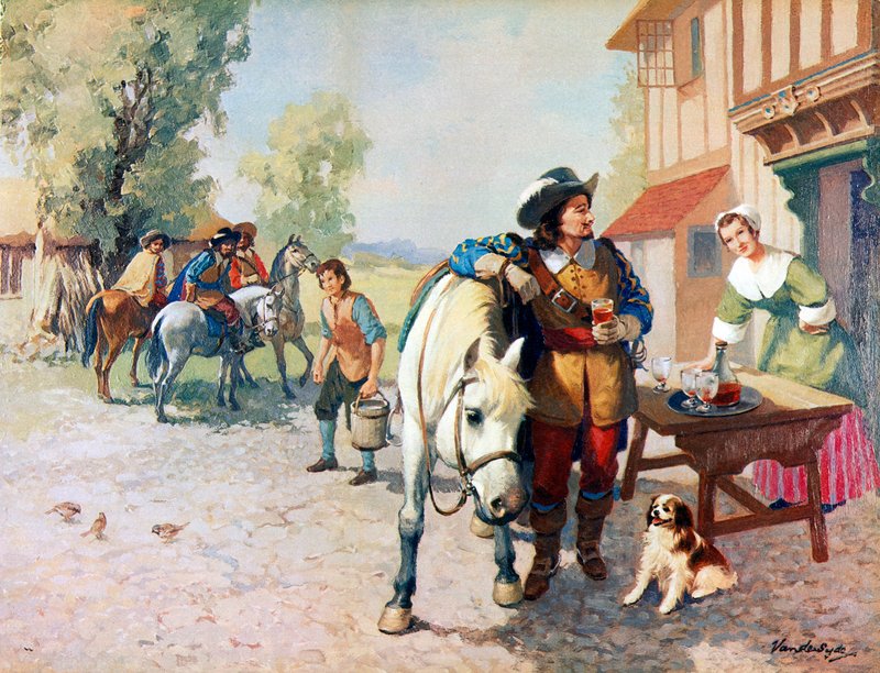 Londra yolunda dört cavalier, ilk King Charles Spaniel olan köpeği buluyor by Gerritt Vandersyde