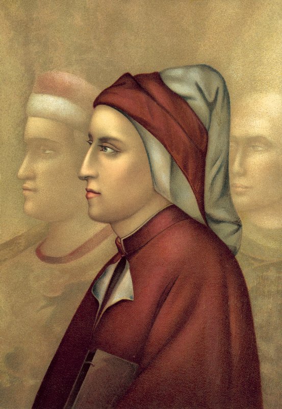 Dante Alighieri (kromolitho) by Giotto di Bondone after Giotto di Bondone after
