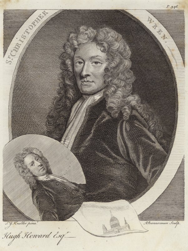 Sir Christopher Wren ve Hugh Howard by Godfrey Kneller