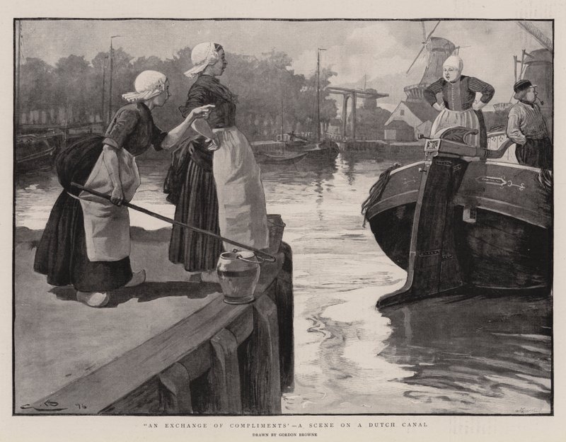 Bir Övgü Değişimi, Hollanda Kanalında Bir Sahne by Gordon Frederick Browne