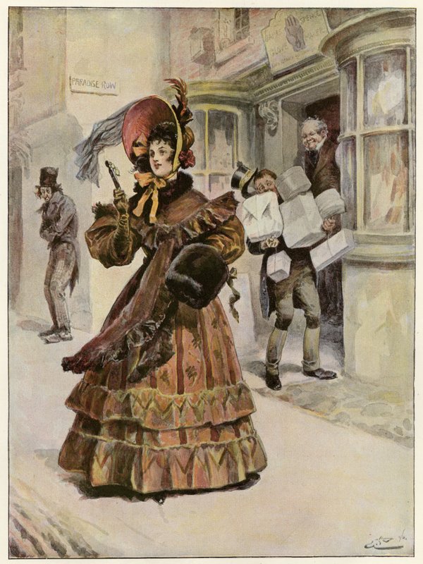 Leydi Belinda yılbaşı hediyelerini almak için alışverişe gidiyor by Gordon Frederick Browne