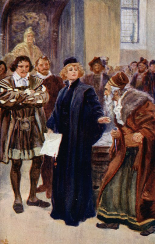 Portia, "Biraz uğraş, Yahudi," dedi. by Gordon Frederick Browne