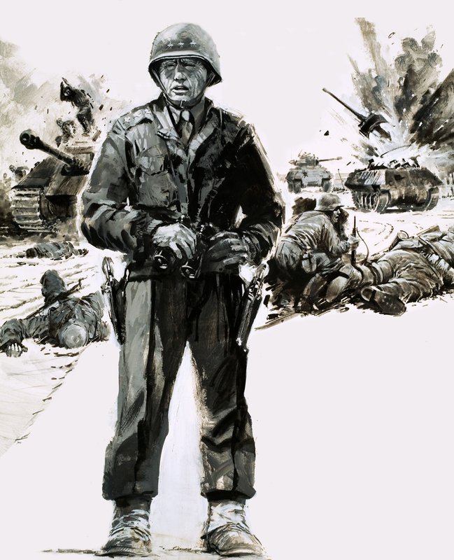 General George C. Patton (kağıt üzerine guaj) by Graham Coton