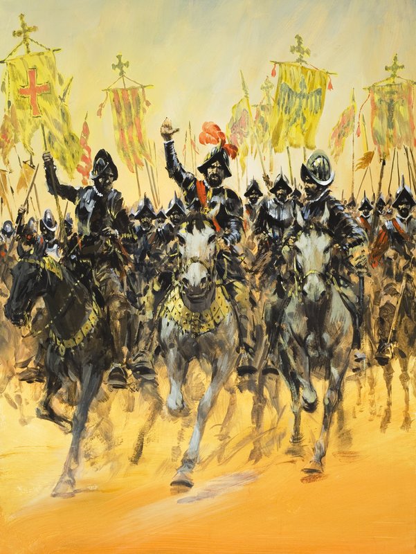 İspanyol Fetihçiler (kağıt üzerine guaj) by Graham Coton