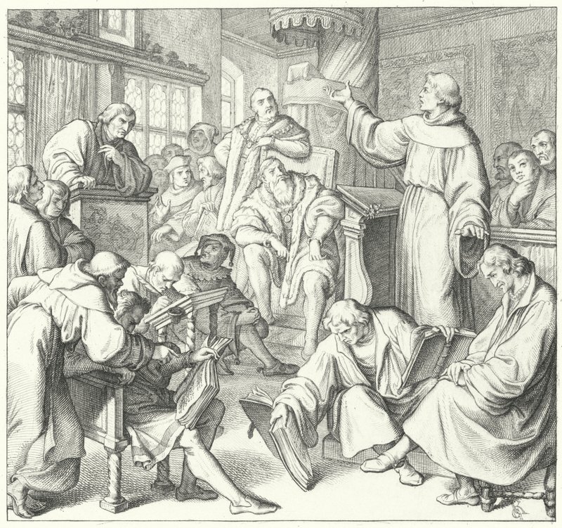 Leipzig tartışması, Andreas Karlstadt, Johann Eck ve Martin Luther, 1519 by Gustav Ferdinand Leopold Konig