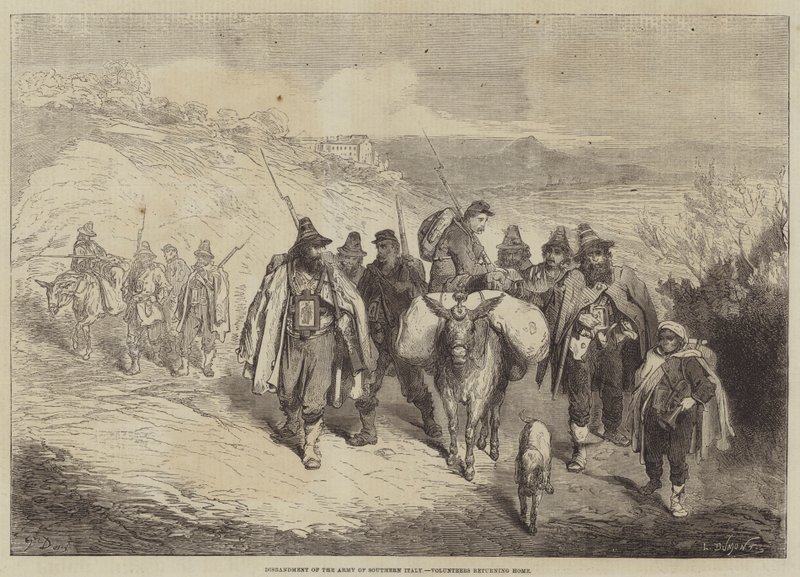 Güney İtalya Ordusunun Dağıtılması, Gönüllüler Eve Dönüyor by Gustave Dore