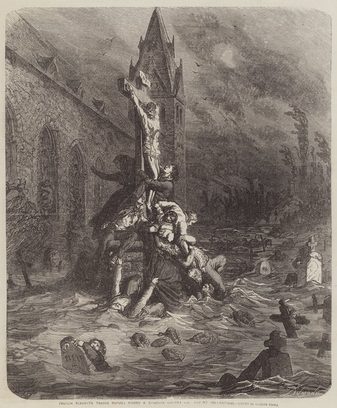 Fransız Köylüler Bir Haç Çevresine Sığınıyor by Gustave Dore