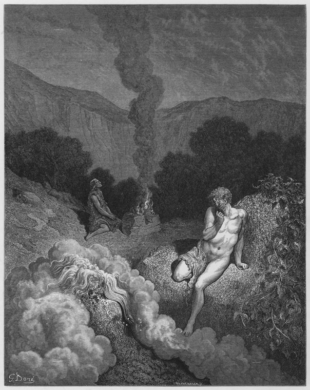 Gustave Dore Bible: Cain and Abel offering their sacrifices  by Gustave Dore