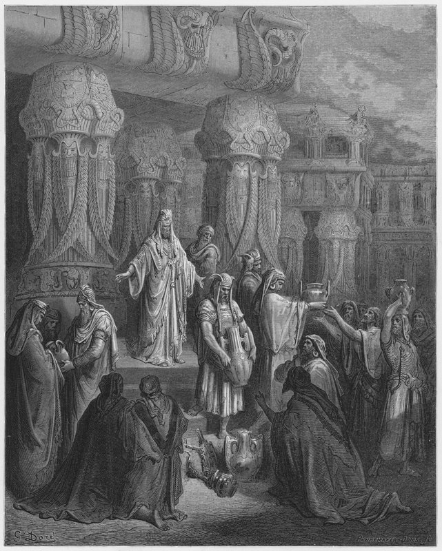 Gustave Dore İncil: Cyrus tapınağın kaplarını restore ediyor by Gustave Dore