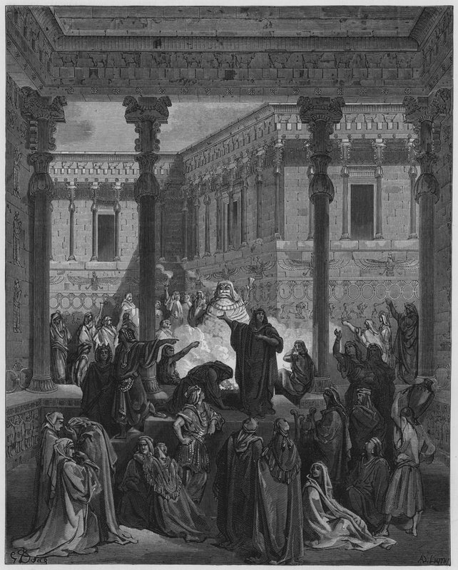 Gustave Dore Bible: Daniel confounding the priests of Bel  by Gustave Dore