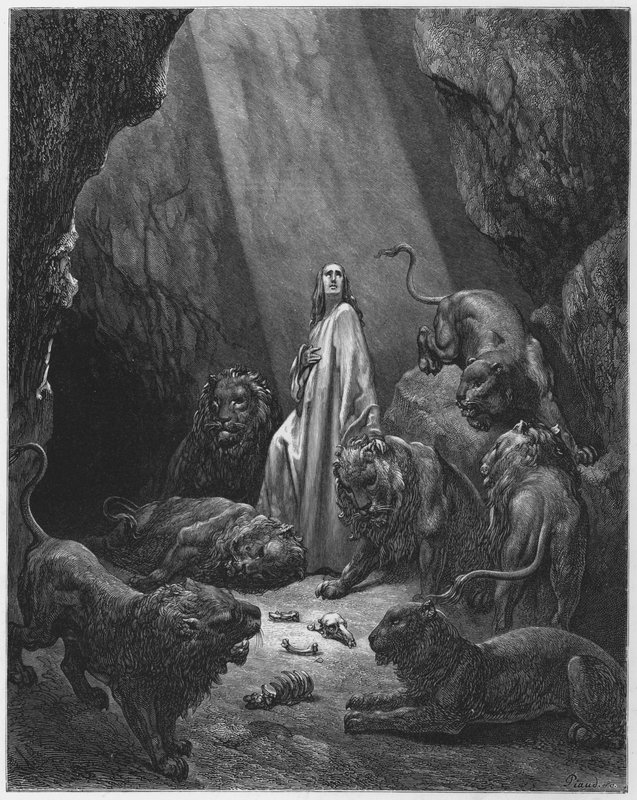 Gustave Dore Bible: Daniel in the den of lions  by Gustave Dore