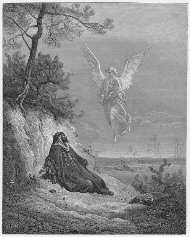 Gustave Dore Bible: Elijah nourished by an angel  by Gustave Dore